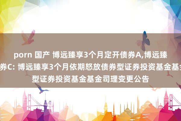 porn 国产 博远臻享3个月定开债券A，博远臻享3个月定开债券C: 博远臻享3个月依期怒放债券型证券投资基金基金司理变更公告