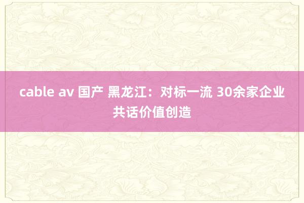 cable av 国产 黑龙江：对标一流 30余家企业共话价值创造