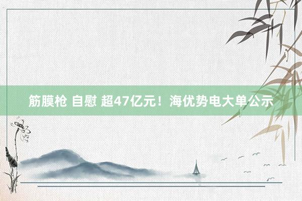 筋膜枪 自慰 超47亿元！海优势电大单公示