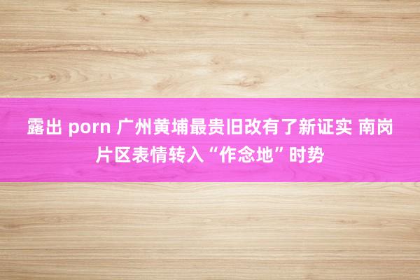露出 porn 广州黄埔最贵旧改有了新证实 南岗片区表情转入“作念地”时势