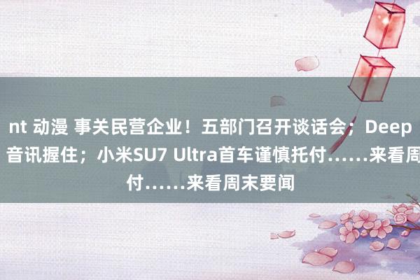 nt 动漫 事关民营企业！五部门召开谈话会；DeepSeek，音讯握住；小米SU7 Ultra首车谨慎托付……来看周末要闻