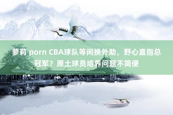 萝莉 porn CBA球队等闲换外助，野心直指总冠军？原土球员培养问题不简便
