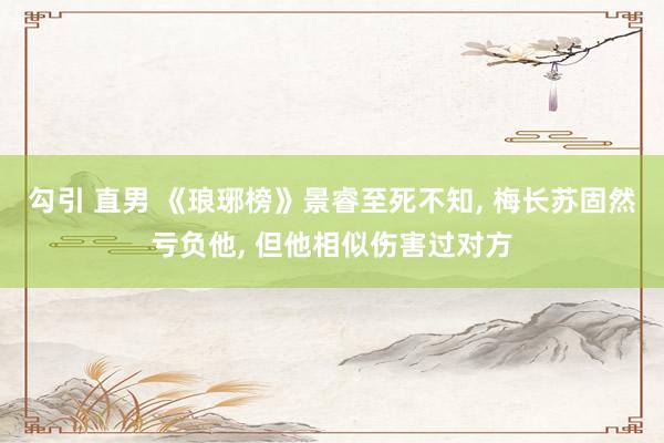 勾引 直男 《琅琊榜》景睿至死不知， 梅长苏固然亏负他， 但他相似伤害过对方
